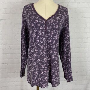 ⭐ Vintage Essentials by Maggie Size 22 24 Purple Ribbed Henley Butterfly Top